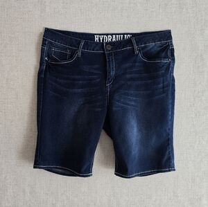 HYDRAULICS Women Long Shorts Jean 5 Pockets Metal Button Closure Stretch